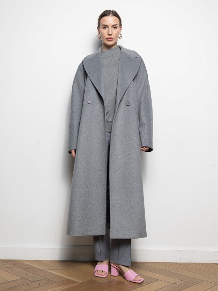 Двубортное пальто из смесовой шерсти