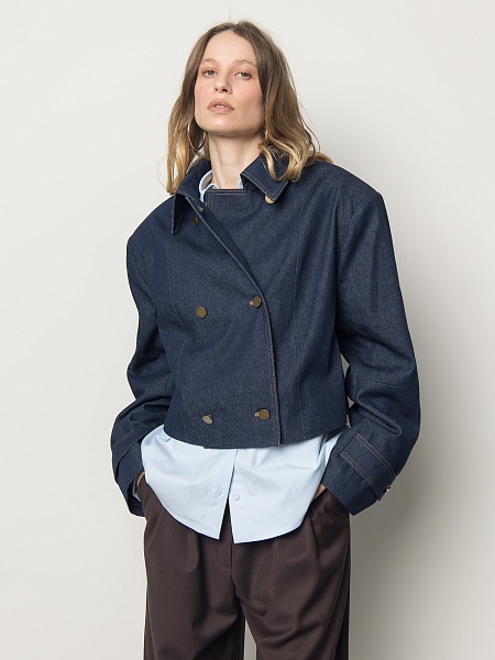 Укороченный жакет из джинсы